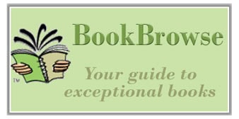 Logo for BookBrowse, featuring an illustration of hands holding an open book with black lines suggesting excitement, and the text BookBrowse - Your guide to exceptional books on a light green background.