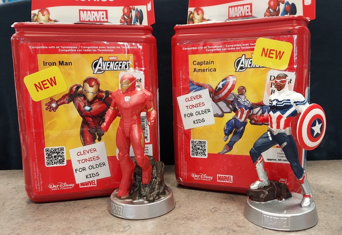 clever tonies for older kids figures marvel iron man & captain america