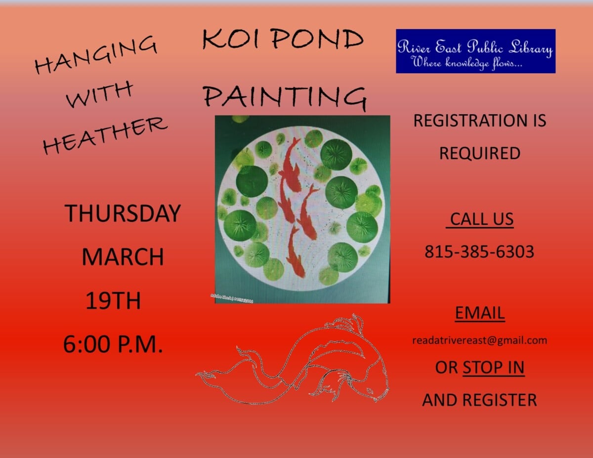 heather koi pond painting poster