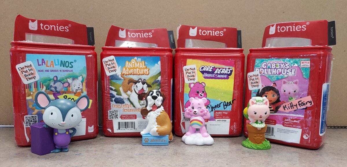 tonies la la linos, animal adventures, care bears & gabbys dollhouse kitty fairy 10 31 25